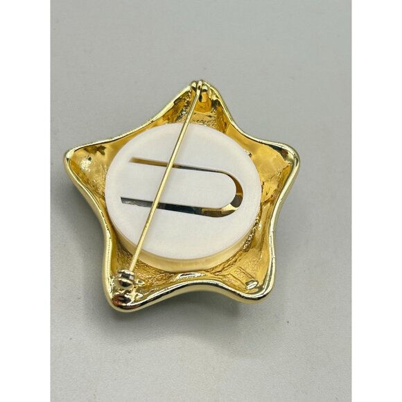 Vintage Signed AJC Gold Tone Smiling Sun Brooch Pin Whimsical Celestial Jewelry - Picture 6 of 7